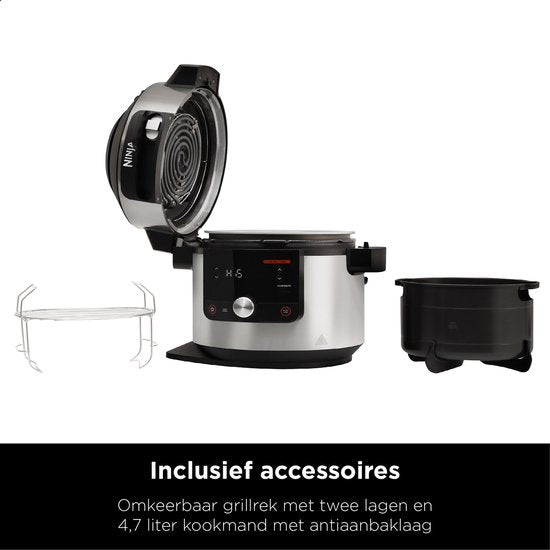 Ninja Foodi OL650EU Multikocher – 12 Kochfunktionen – 7,5 Liter – inklusive Heißluftfritteuse, Schnellkochen, Dämpfen, Grillen