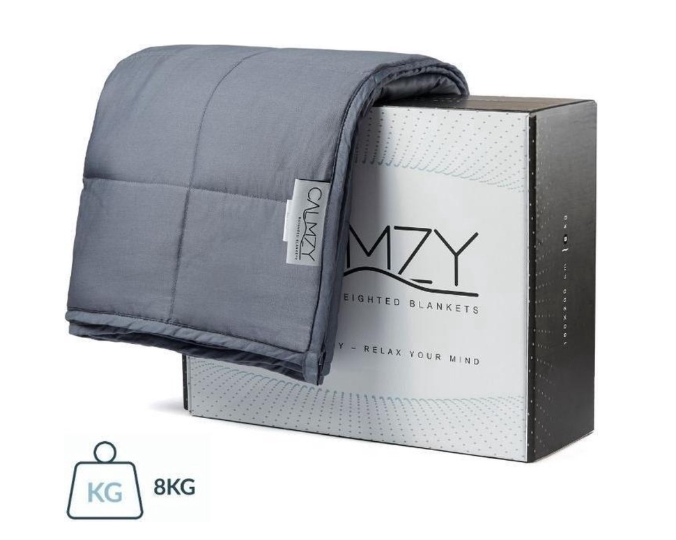 Calmzy Gewichtsdecke 8 kg – Dunkelgrau – 150 x 200 cm – Einzelbettgröße, Baumwolle