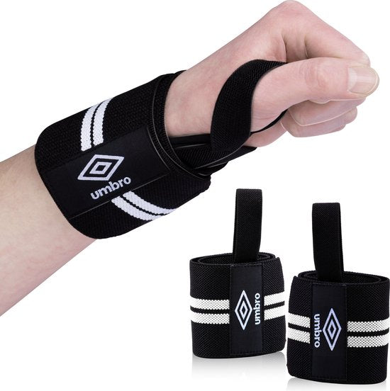 Umbro - Armbänder - 2 Stück - Handgelenkschützer - Krafttraining und Fitness - Weiß/Schwarz