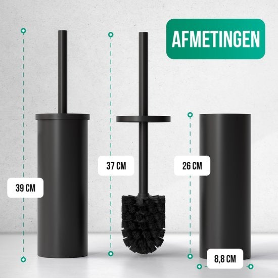Avalo Toilettenbürste mit Halter - Freistehend - Edelstahl Schwarz - Toilettenbürste mit Halter