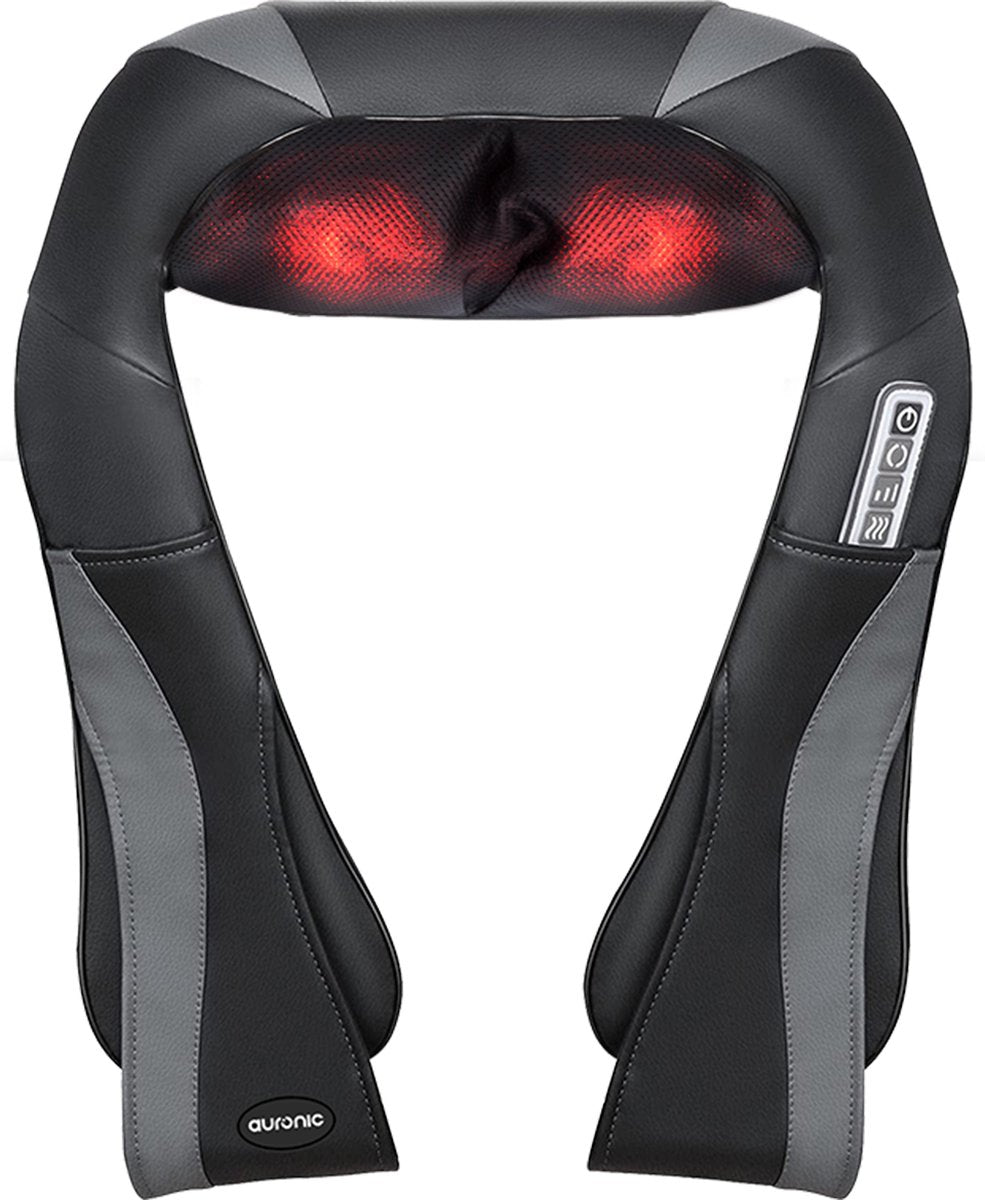 Auronic Nackenmassagegerät und Rückenmassagegerät Bundle - Wärmefunktion - Elektrisch - Schwarz/Grau