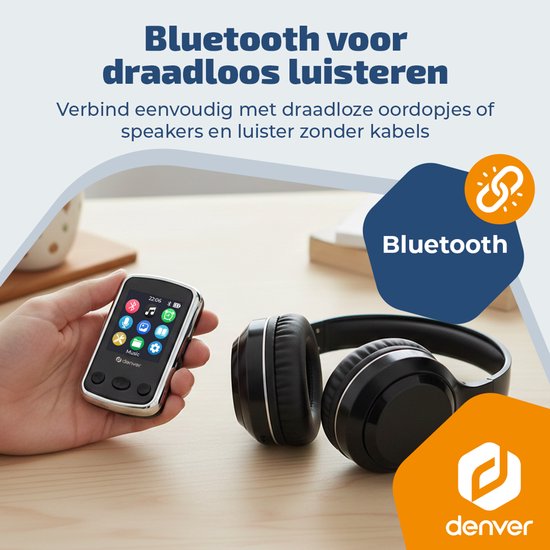 Denver MP3 Player inkl. Ohrhörer - Erweiterbar bis zu 128GB - Shuffle/Repeat Modus - Kinder und Erwachsene - Befestigungsclip - AUX - MPS320B - Schwarz