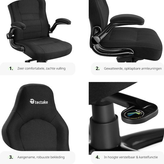 tectake - Bürostuhl Gaming Stuhl - Luxus Schreibtischstuhl Bürostuhl - Racing Stuhl Schreibtischstuhl Gaming Stuhl Springsteen - schwarz