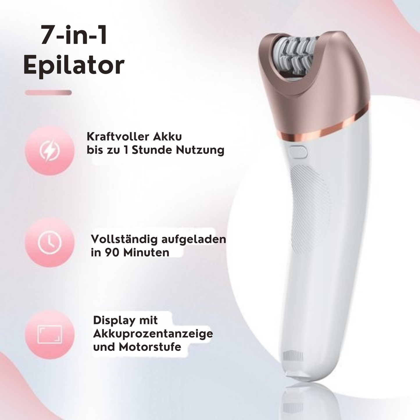 Beeperfect 7 in 1 Epilierer für Frauen - Bikini-Trimmer - Wiederaufladbar - Wasserdicht - 7 Aufsätze - Weiß/Rosa
