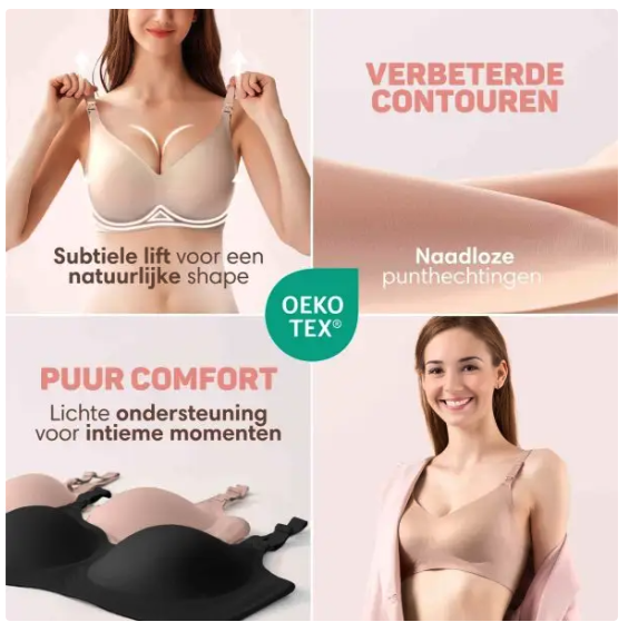 Vulpes Goods® - Still-BH ohne Bügel - Größe XL - mit Einhandverschluss und verstellbaren Trägern und OEKO-TEX® Zertifizierung - zum Stillen und für die Schwangerschaft - cremefarbenes Baumwollgemisch