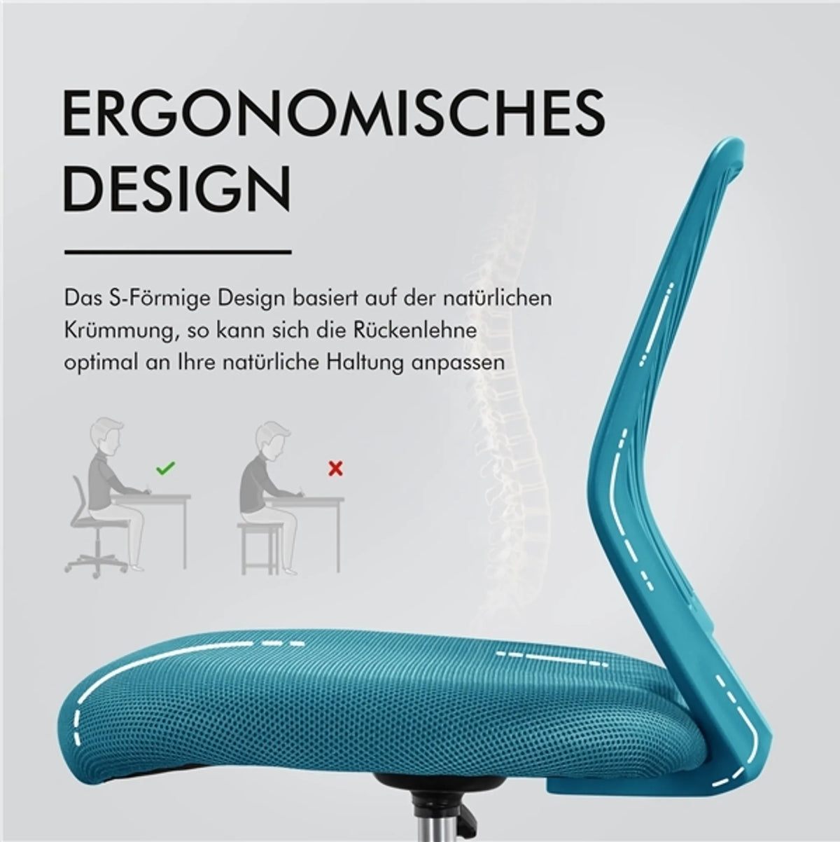 Yaheetech Armless Office Chair - Features höhenverstellbaren Gaslift und 360 ° drehbare Räder und weiche Schaumstoffpolsterung - für Büro und Studie - Schwarz Polyester und Nylon - 50 x 55 x 79-92 cm