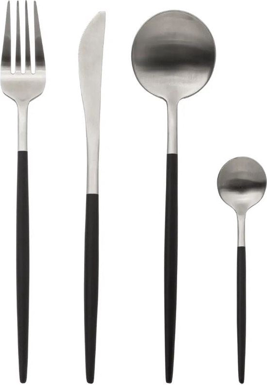 24-teiliges Besteckset IDA Schwarz & Silber – Edelstahl
