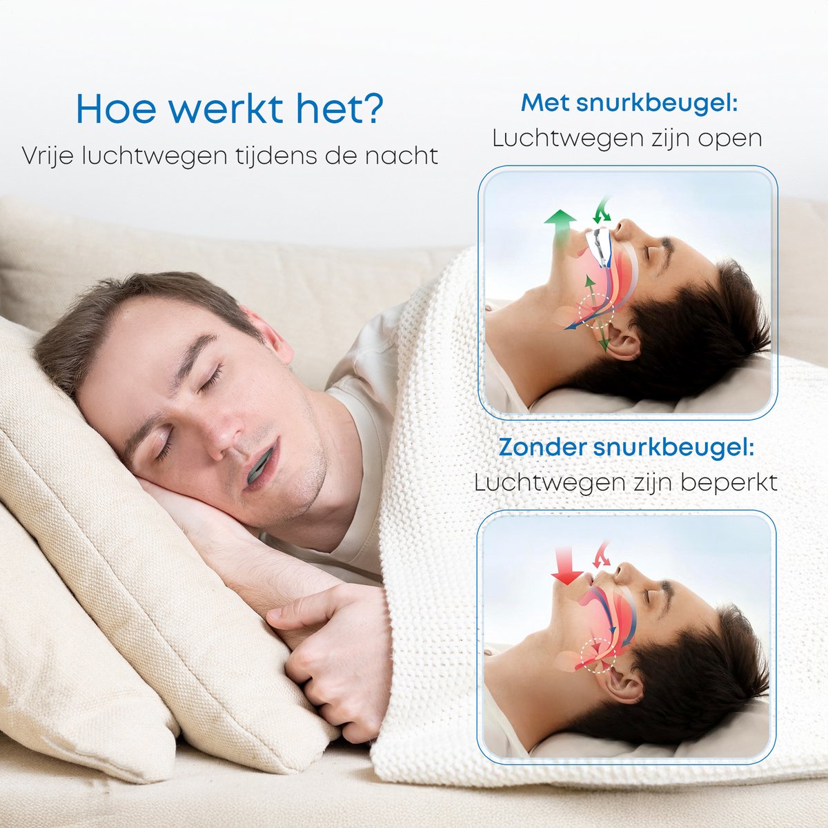 Alyze Anti-Schnarch-Halterung - mit Aufbewahrungsfach - sicher und einstellbar - Nachtprodukte - Nasenspreizer - Gebissschutz - Schnarchen - Gebiss - BPA frei