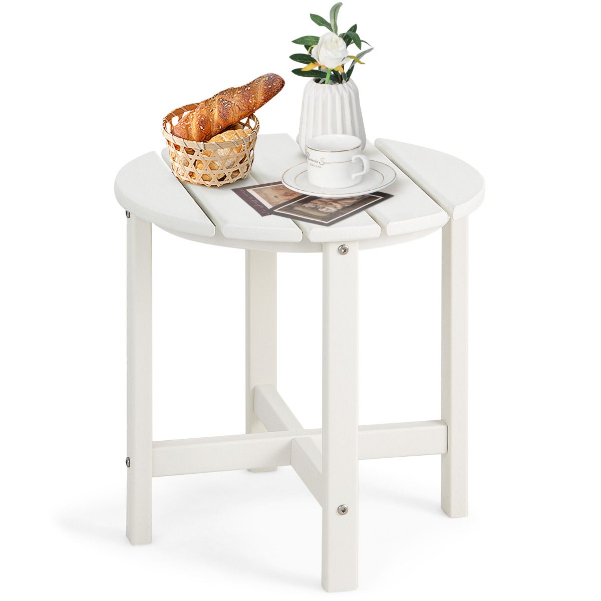 Coast Beistelltisch – rund – wetterfestes HDPE – weiß 46 x 46 x 46 cm