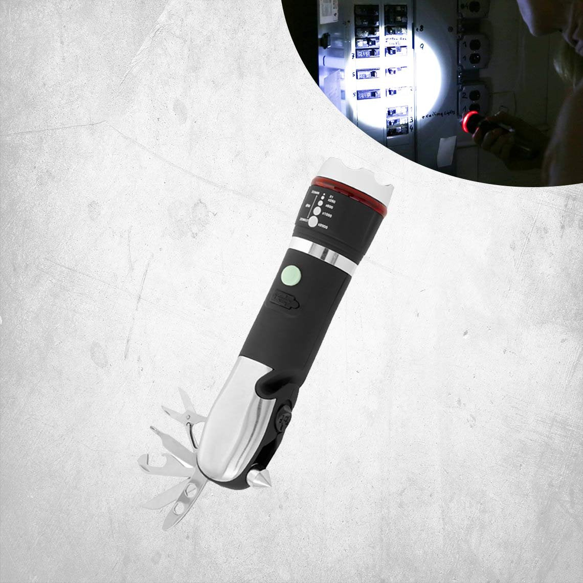 Panta Safe Guard LED-Taschenlampe – 300 Lumen Lichtstärke – Integriertes Notfall-Set – Über USB aufladbar – Wasser- und schmutzabweisend