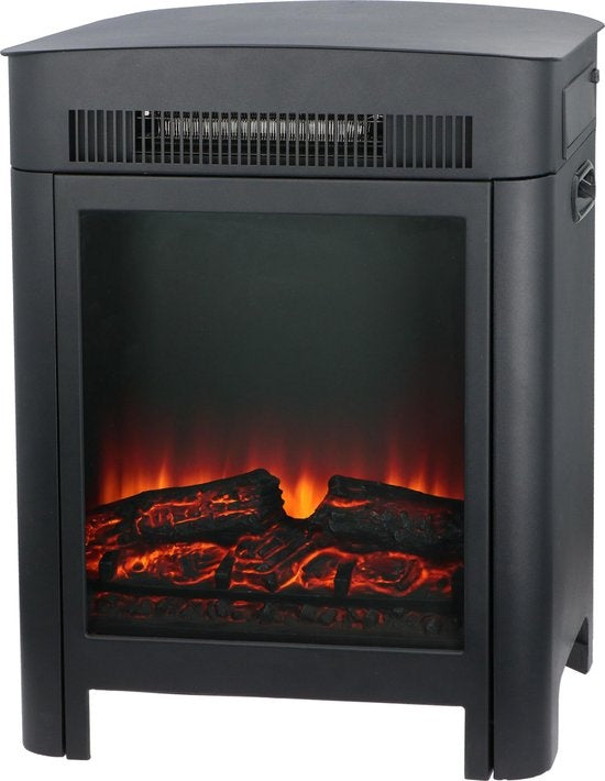 Classic Fire Electric Atmosphere Fireplace Modena - Ofen 1800 und 2000W - Freistehender Kamin - LED Flammen - Schwarz