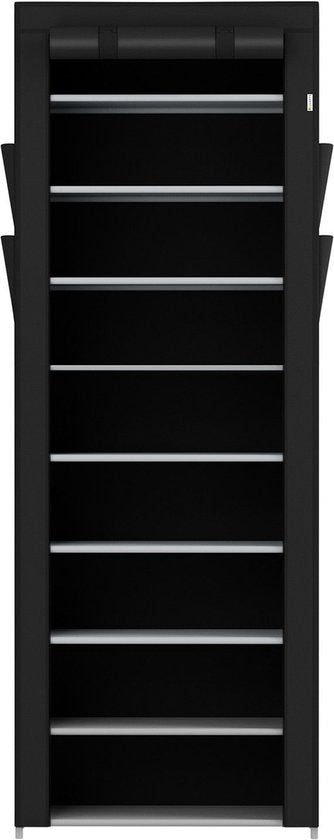 Schuhschrank / Schuhregal M - 9 Ebenen - Stoff - Schwarz - Inkl. Seitentaschen