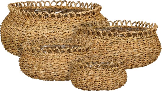 Mica Decorations Gourdon Pflanzenkorb - 4er-Set - H17 x Ø31 cm - Braun