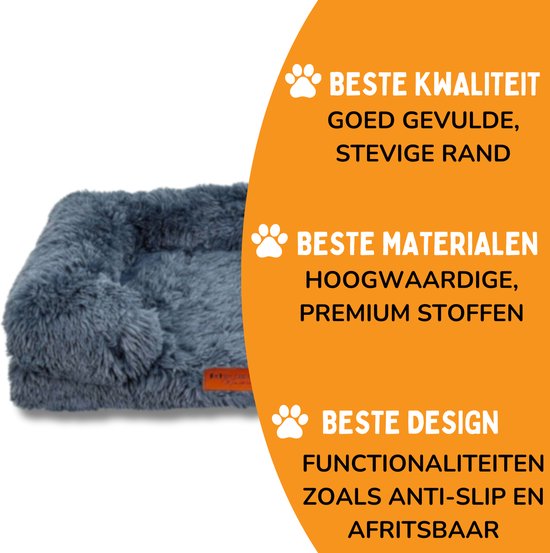 By Cee Cee Orthopädischer Hundekorb - Orthopädisches Hundekissen - Royal Collection Hundebett - Flauschig - Dunkelgrau - M - 80x55x17