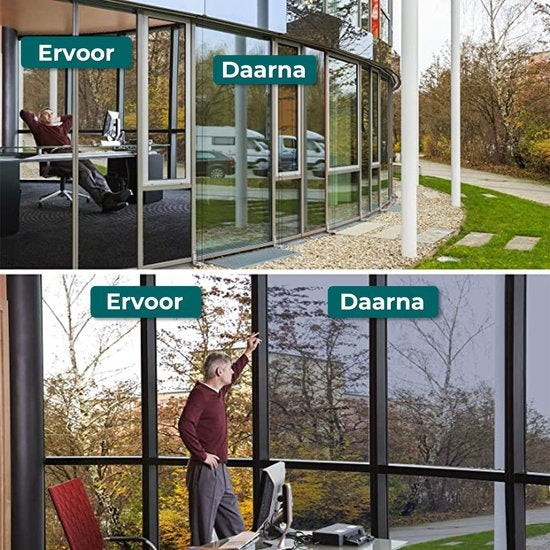Homewell Sunproof HR Fensterfolie 90x300cm - Statische Isolierfolie mit Spiegeleffekt - Silber (inkl. Rakel)