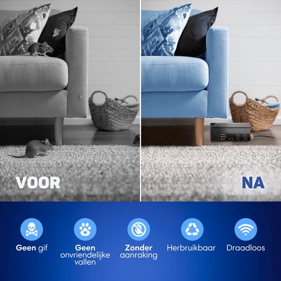 Vulpes Goods® Repellent - Elektrische Mausefalle Pro - Effektive Mausefalle für Innenräume - Kabellos & wiederaufladbar - Sicher, hygienisch & langlebig - Auch als elektrische Rattenfalle geeignet