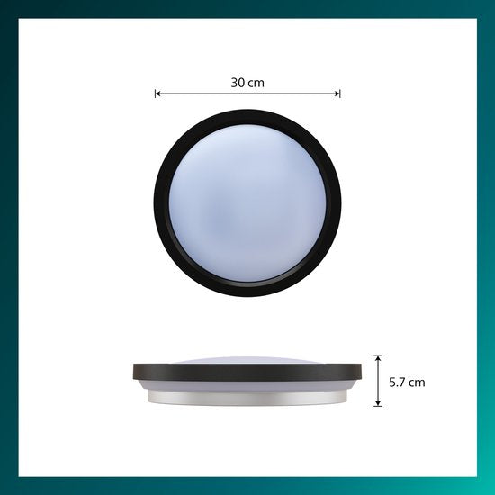 Philips All-in-One-Deckenleuchte – 2er-Pack – mit Fernbedienung – 24 W – LED-Beleuchtung – warmweißes bis kaltweißes Licht; 2700 K bis 6500 K – 30 cm – schwarz – rund