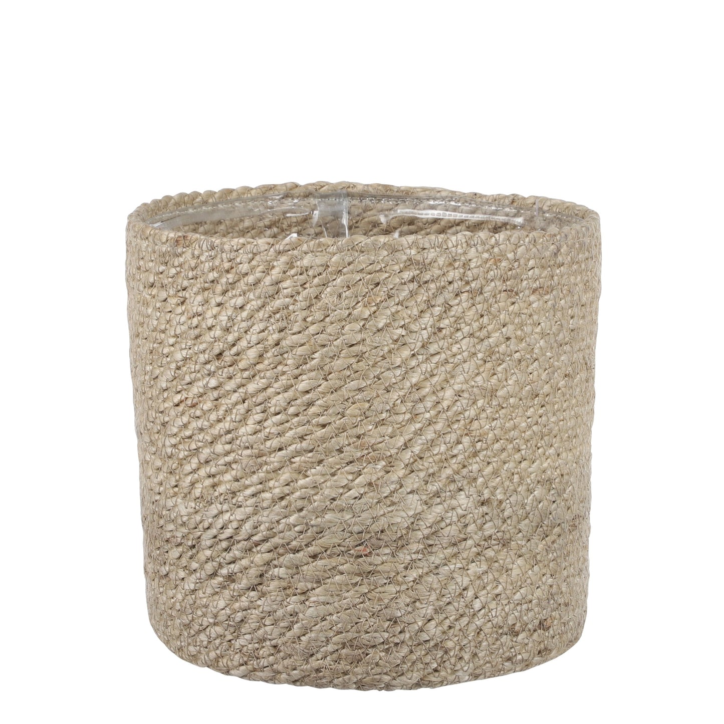 Mica Decorations Atlantic Pflanzenkorb - H 20 x Ø 20 cm - Handgefertigt aus Jute - Creme - Mit Kunststoffauskleidung