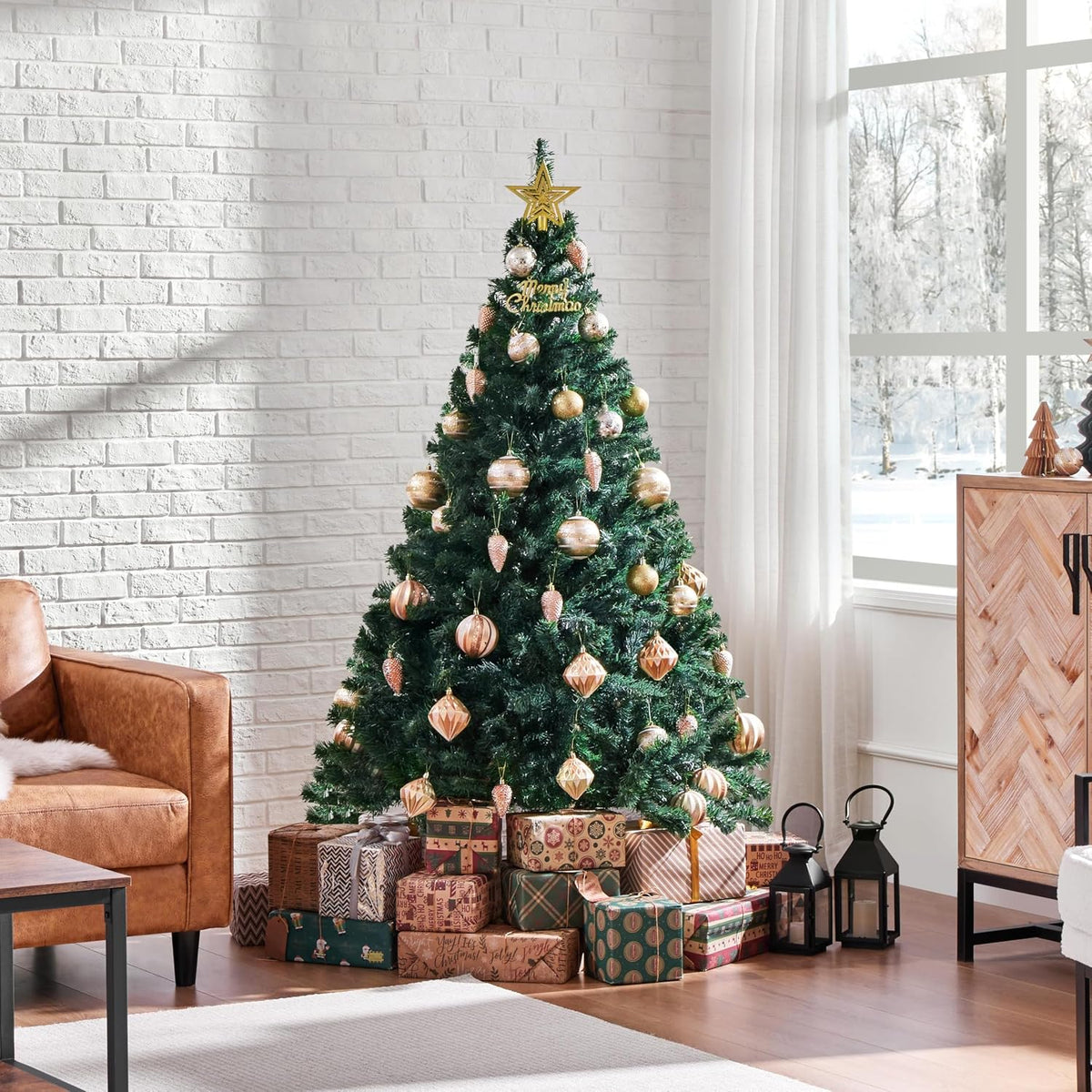 aheetech Kunstweihnachtsbaum – 182 x 93 x 93 cm – Grün – 528 Verzweigungen