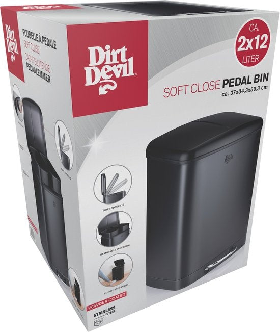 Dirt Devil Treteimer - Mülltrenner - 2x 12L - Schwarz