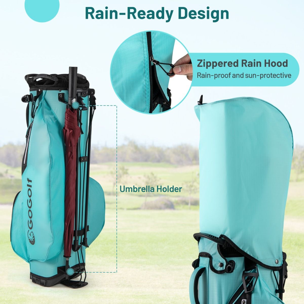 Coast Golf-Standtasche – 8 Fächer – 5 Staufächer – türkis