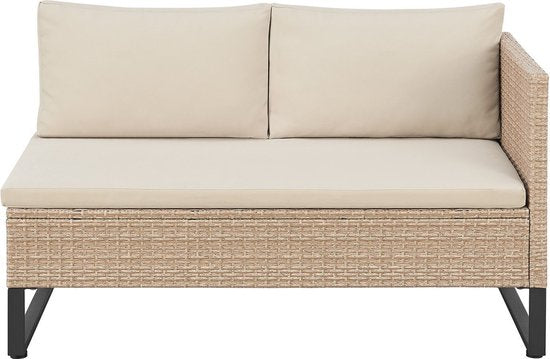 Juskys Lounge Set / Garten Set Santorini - Polyrotan - Modular - Creme - Inkl. Tisch & Aufbewahrungsbox