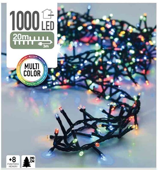 Weihnachtsbeleuchtung mit Mikroclustern – 1000 LEDs – Mehrfarbig – 20 Meter – 8 Leuchtmodi