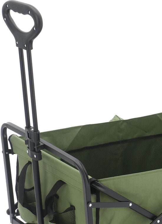 AXI AB131 Zusammenklappbarer Handwagen – Grün – Mit Deichsel, Bremsen und Schutzhülle – 100 kg Tragkraft – Leicht zu transportieren – Metall