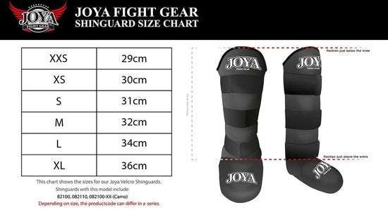 Joya Fightgear - "Velcro" Schienbeinschoner - Schwarz - XS