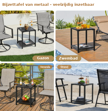 Yaheetech Beistelltisch – Gartentisch Schwarz 45 x 45 x 54 cm