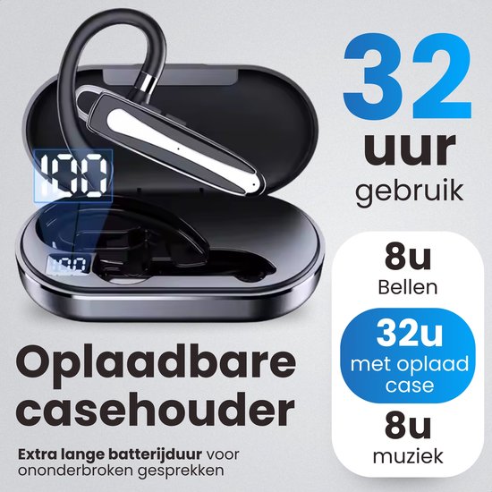 Otiume Wireless Headset PRO - Geräuschunterdrückung - inkl. Ladekoffer - Bluetooth 5.3 - Bluetooth Headset - Freisprecheinrichtung Auto - Ohrhörer Wireless mit Mikrofon