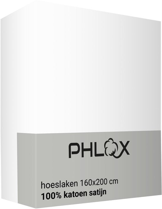 PHLOX Spannbetttuch – 100 % Baumwollsatin (300 TC) – Doppelbett 160 x 200 cm – Weich und hautfreundlich – Rundum-Gummizug – Weiß