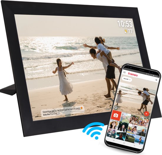 Denver Digitaler Bilderrahmen 15,6 Zoll – XL – Full HD – Frameo-App – Fotorahmen – Digitaler Kalender – WLAN – 16 GB – IPS-Touchscreen – PFF1501B
