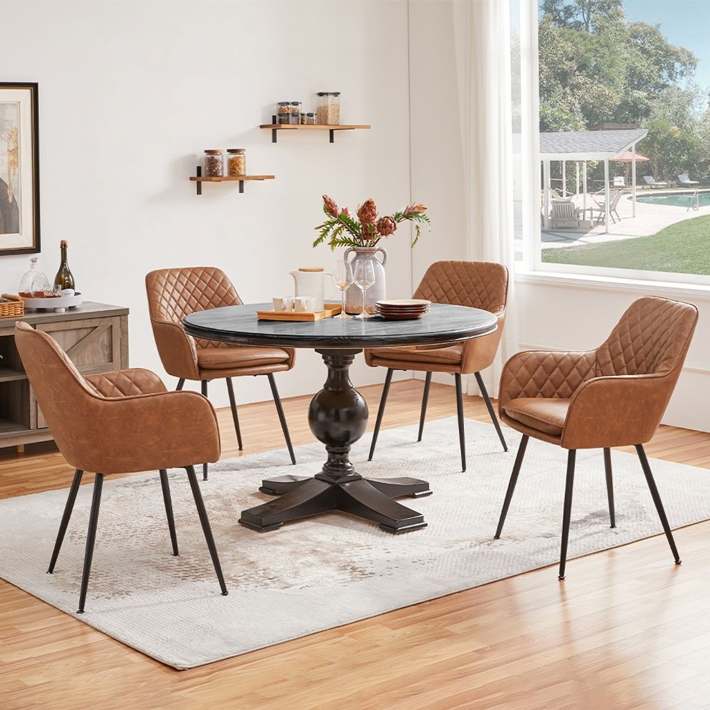 Yaheetech Esszimmerstühle mit Armlehnen – 2er-Set – braun