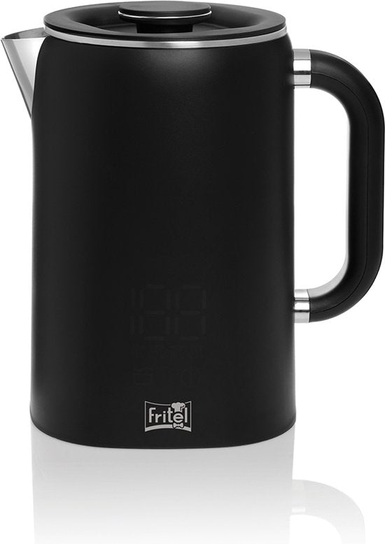 FRITEL Wasserkocher WK 2595 – Heißwasserkocher / Teewasserkocher – 1,7 Liter – 1500 W – doppelwandig – Touch-Display – Warmhaltefunktion – mattschwarz