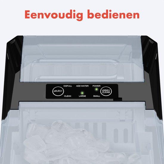 KitchenBrothers Eiswürfelmaschine - 1L - Eiswürfelbereiter mit Eisschaufel - Easy Clean - 9 Würfel in 8 Min. - Schwarz