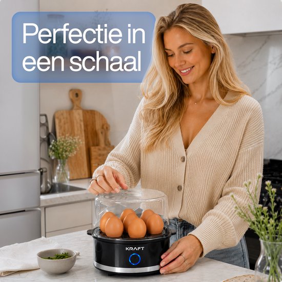 KRAFT Eierkocher Schwarz – 7 Eier – Elektrisches Eierkochen