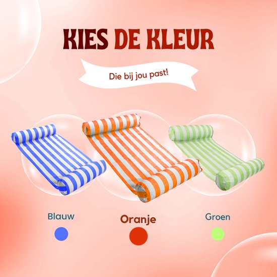 Travelly - Luxus Wasserhängematte - Hängematte - Luftmatratze - Luftmatratze Pool - Wasserspielzeug - Wasserhängematte - Orange