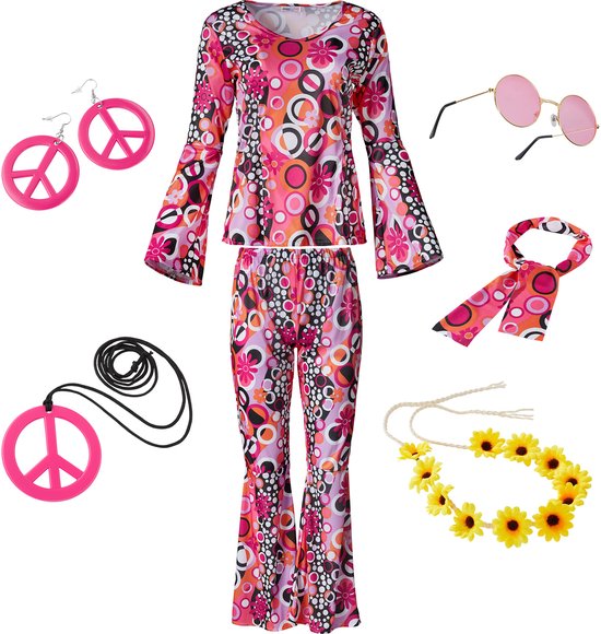 dressforfun - Damenkostüm Hippie Flowerpower - XXL - Kostüm Karneval - Halloween - Verkleiden - Partykleidung - Karnevalskleidung - Partykleidung
