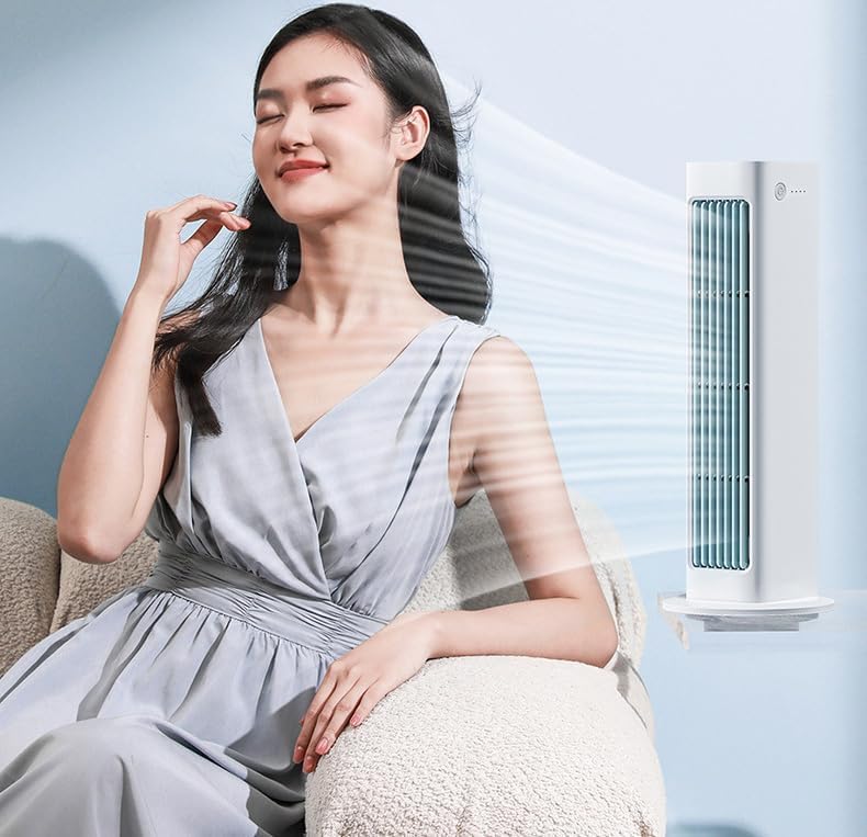 Breezmax Persönlicher Luftkühler – 360° tragbare Mini-Klimaanlage mit Fernbedienung – 4000 mAh, wiederaufladbar – 325 mm – Weiß