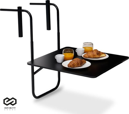 Infinity Goods Balkontisch - klappbar - 60 x 60 CM - verstellbar - hängend - Schwarz