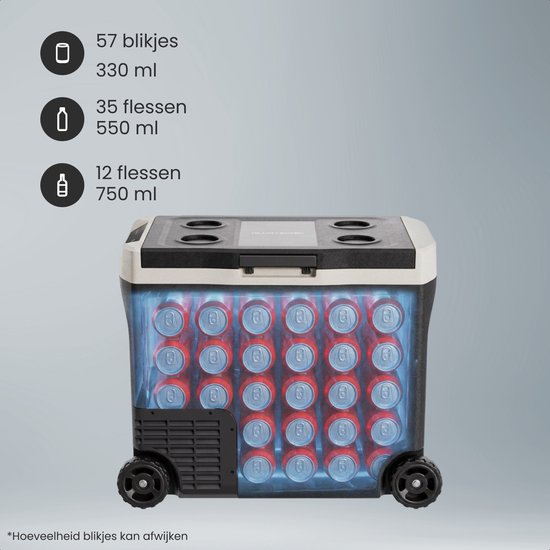 Auronic Electric Cool Box - Kompressor - 40L - 12V und 240 Volt - Camping Kühlschrank - Frigobox Auto - Mit Rädern und Griff - Schwarz
