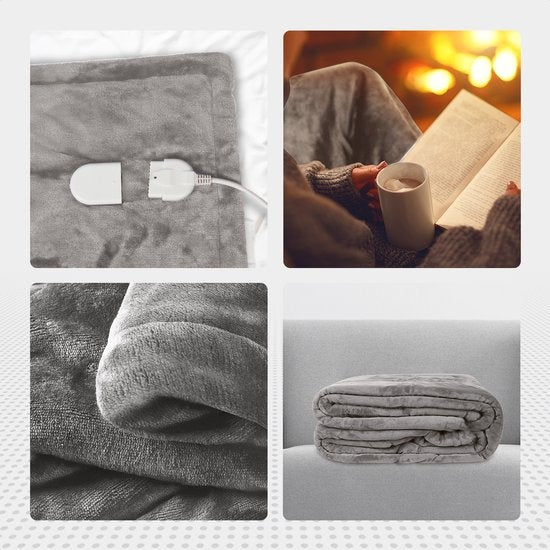 Auronic Electric Blanket - Wärmedecke - 9 Wärmestufen - 2 Personen - 200x150 - Grau