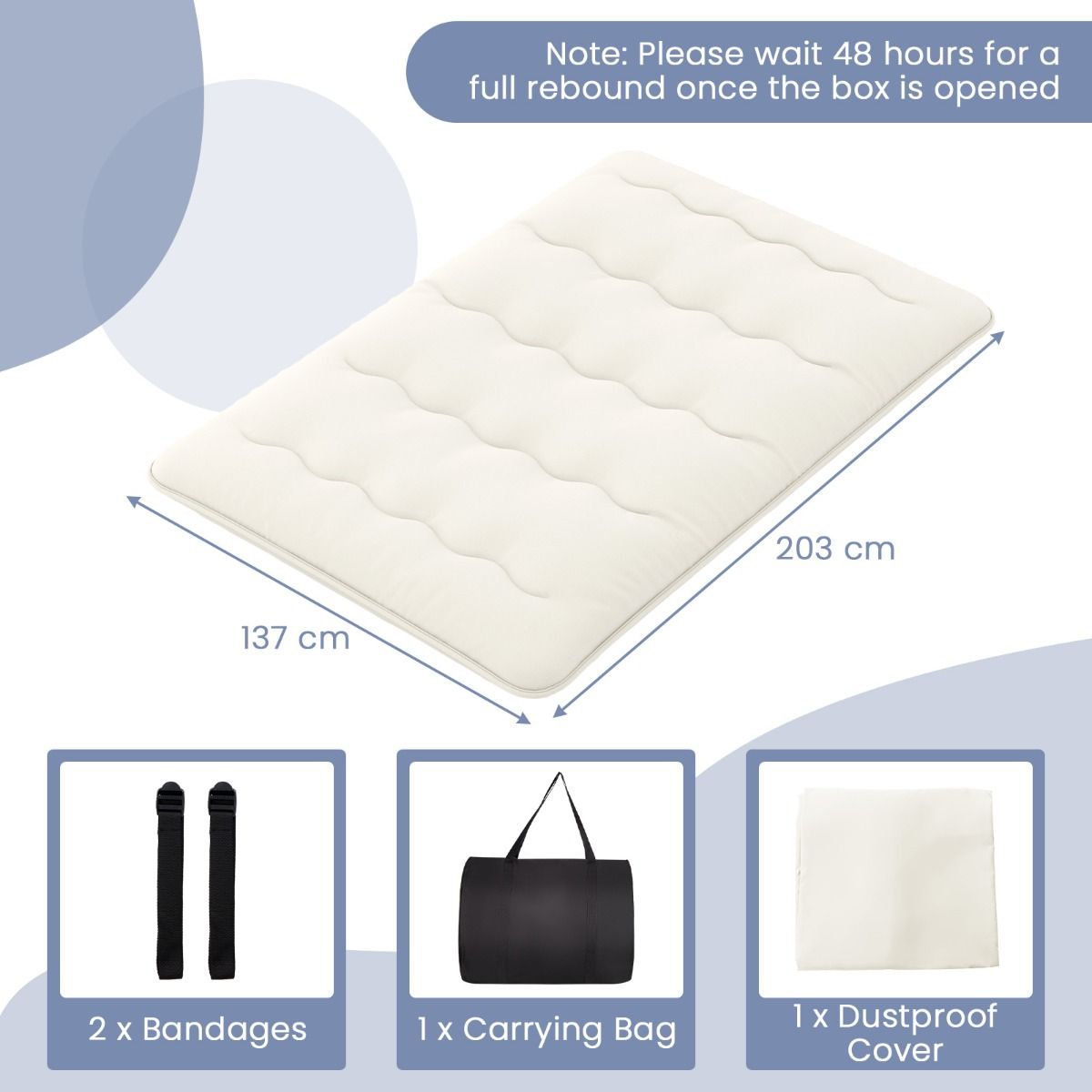 Coast Futonmatratze – Zusammenklappbare Boden- und Schlafmatte – Waschbarer Bezug – Beige/Blau/Brauner Bär