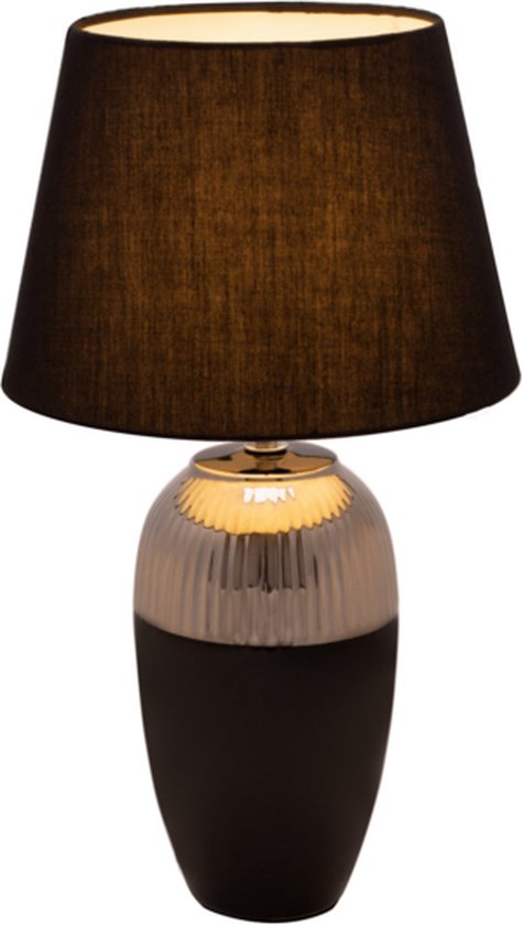 Pauleen Tischlampe Midnight Beauty - Keramik & Textil | Schwarz/Silber | E27 | Max 1x20W exklusiv