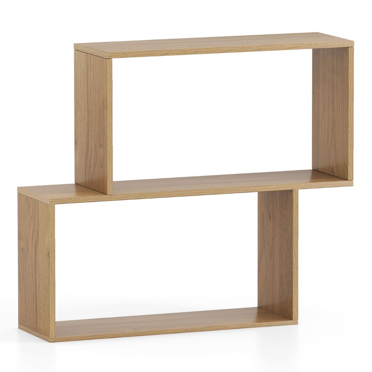 Coast Bücherregal – 3-stöckiges geometrisches Design – 2 würfelförmige Fächer – Naturholz