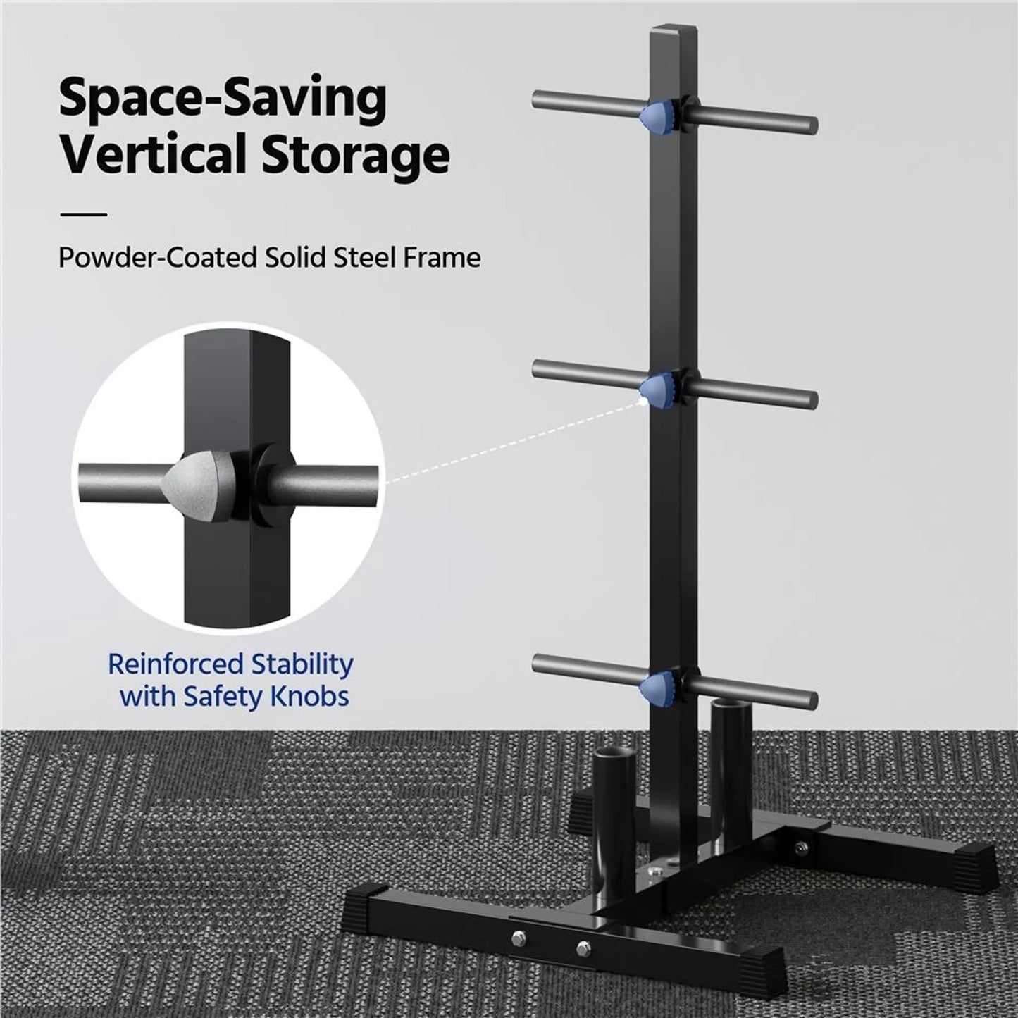 Yaheetech Hantelständer 68,5 x 61 x 113 cm – Schwarz – 400 kg – 6 Scheibenhalter – 2 Hantelhalter