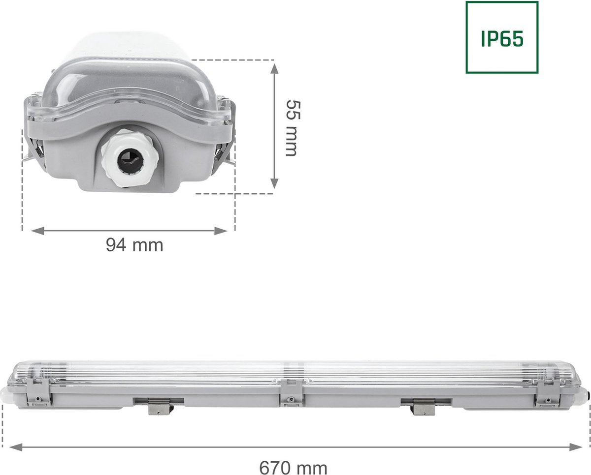 LED's Licht LED TL Leuchte + Schlauch | 2x 18W | 120 cm