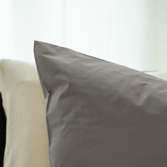 Kayori Kayori Puro Bettbezug aus Perkal – 240 x 200–220 + 2 Kissenbezüge – Einzelbetten – Hotelqualität – Warmgrau
