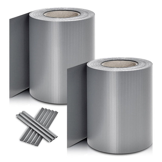 Juskys Sichtschutzstreifen - Satz mit 2 Rollen - wetter- und wasserbeständig - hellgrau